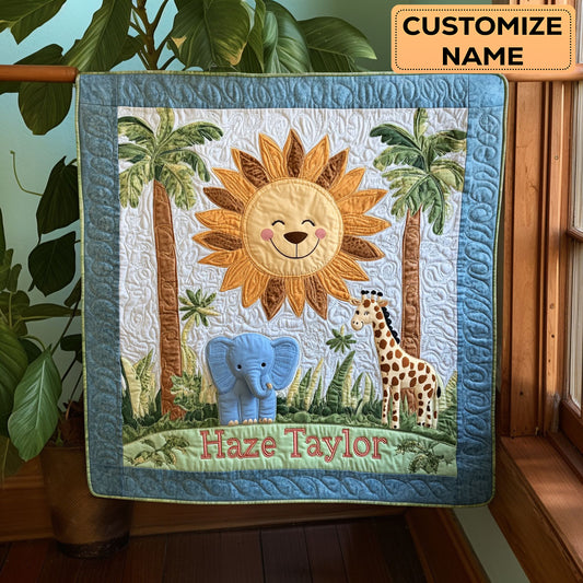 Smiley Safari WN2407062CL Personalized Baby Quilt
