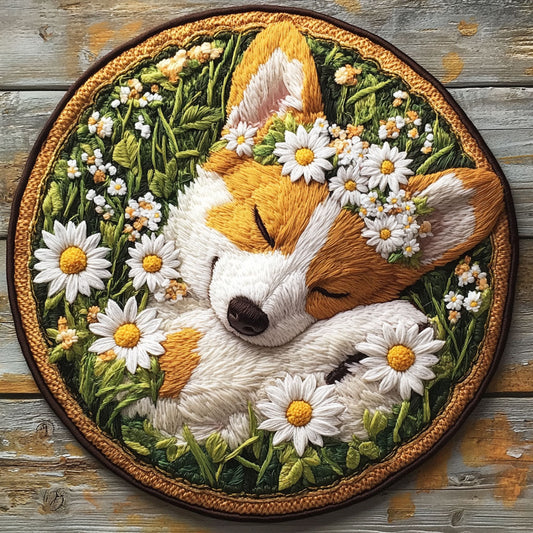 Corgi Bloom WN2705011CL Quilted Round Mat