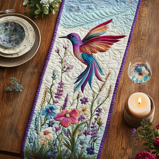 Floral Hummingbird CW3105621CL Quilted Table Runner