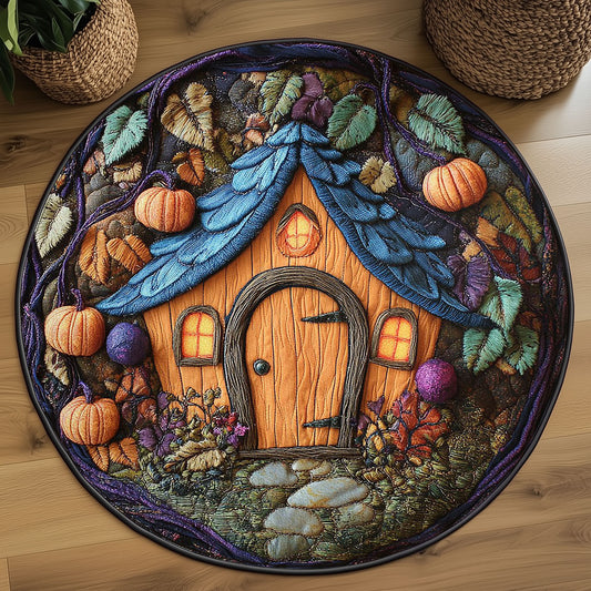 Pumpkin Ember Porch WN1507061CL Quilted Round Mat