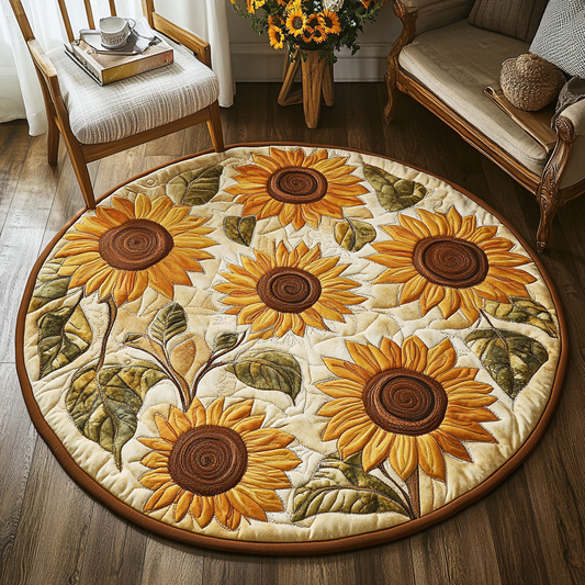 Sunflower Field XR1203009CL Quilted Round Mat