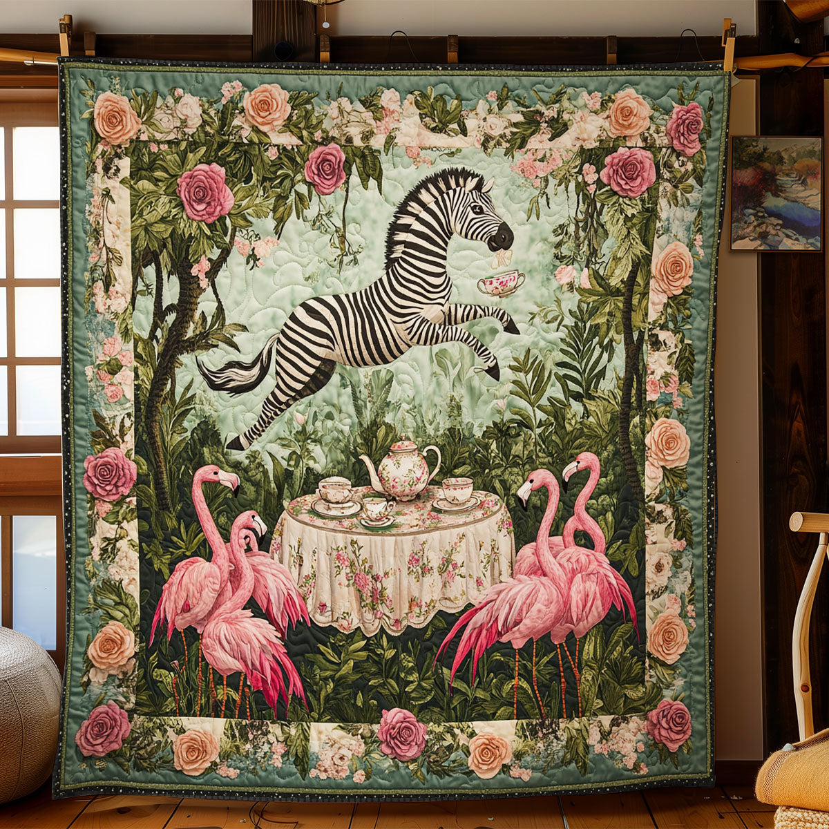 Flamingo And Zebra WY1401033CL Quilt