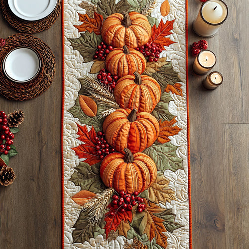 Pumpkin Charm CW0207037CL Quilted Table Runner