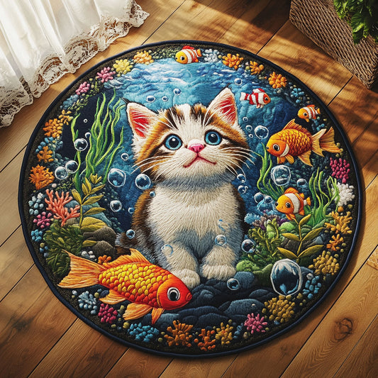 Nautical Cat Wonder WN1906028CL Quilted Round Mat