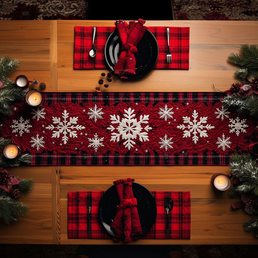 Cinnamon Snowflakes WN1107005CL Quilted Table Runner