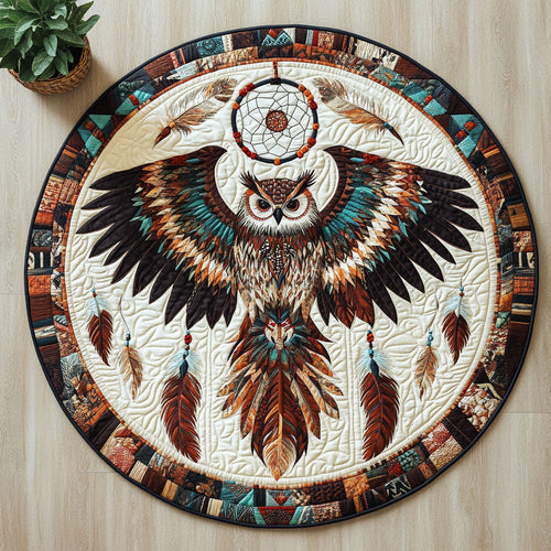 Owl Native American CW0707039CL Quilted Round Mat