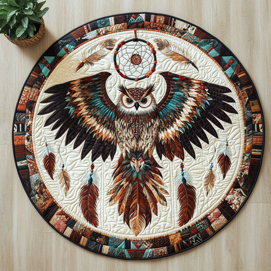Owl Native American CW0707039CL Quilted Round Mat