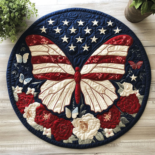Patriotic Butterfly CW0506038CL Quilted Round Mat