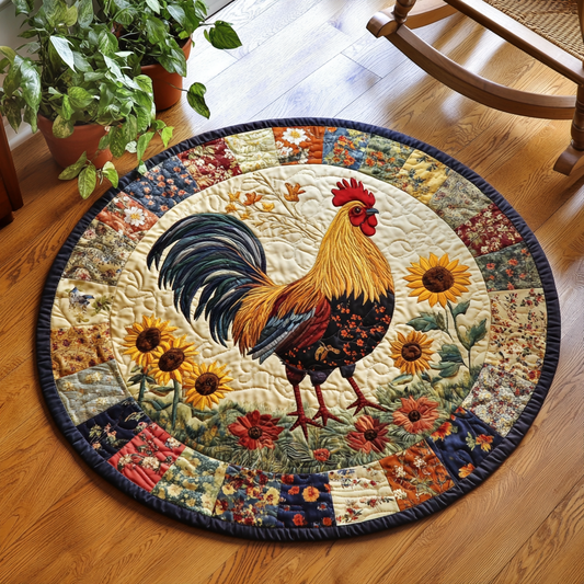 Fabric Rooster XR2003006CL Quilted Round Mat