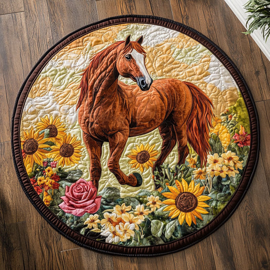 Horse Bloom Mirage CW1507017CL Quilted Round Mat