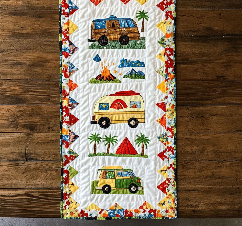 Funny Camper Van WP1505064CL Quilted Table Runner