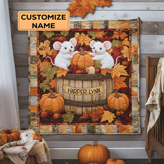 Autumn Barrel Mice WY3007001CL Personalized Baby Quilt