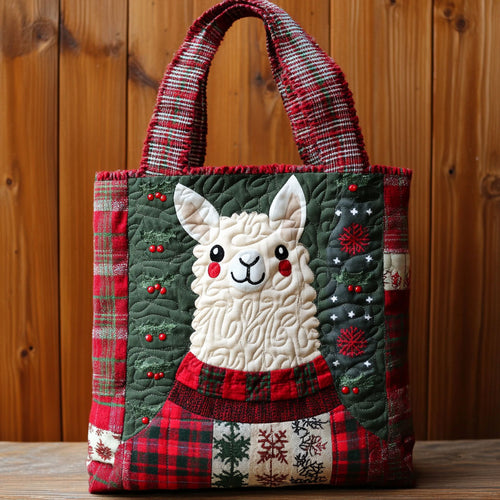 Llama Holiday Glow WN1711046CL Quilted Tote Bag