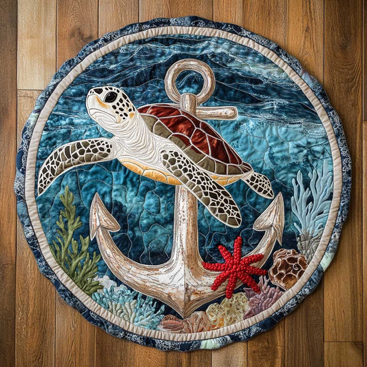 Starfish And Turtle WN0905036CL Quilted Round Mat