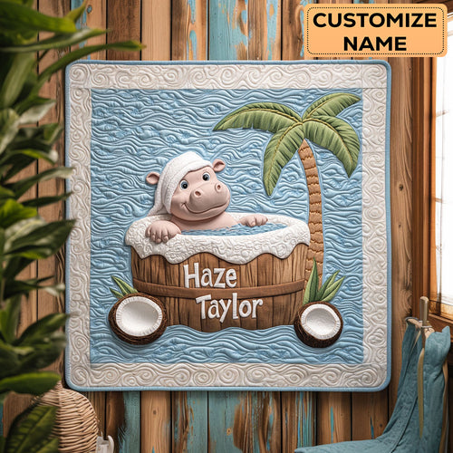 Tropical Hippo Dream WN2507077CL Personalized Baby Quilt