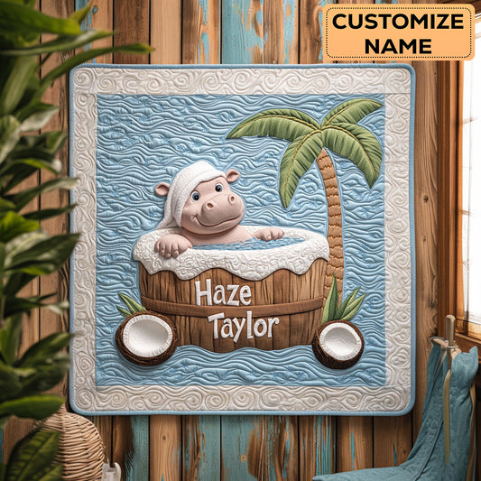 Tropical Hippo Dream WN2507077CL Personalized Baby Quilt
