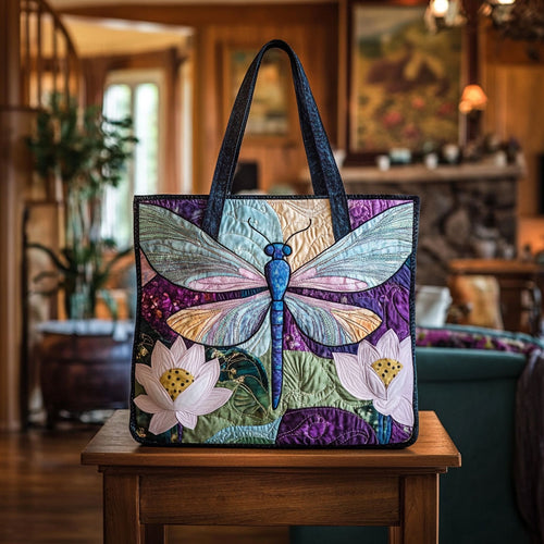 Dragonfly Lotus KL2111014CL Quilted Tote Bag