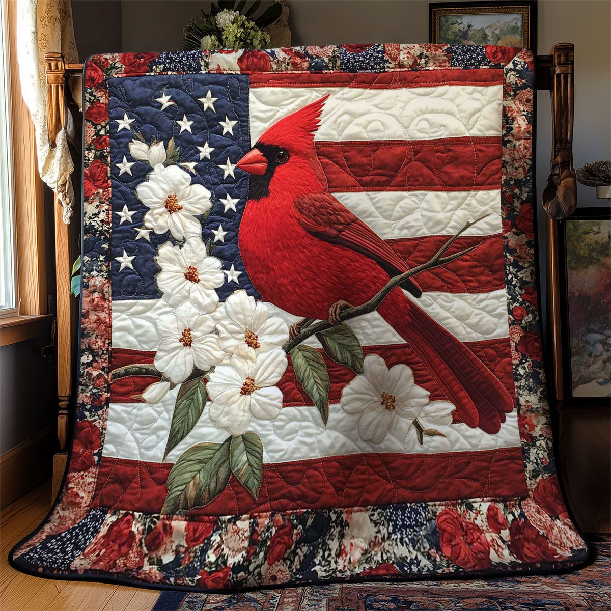 Patriotic Cardinal WN2002025CL Quilt