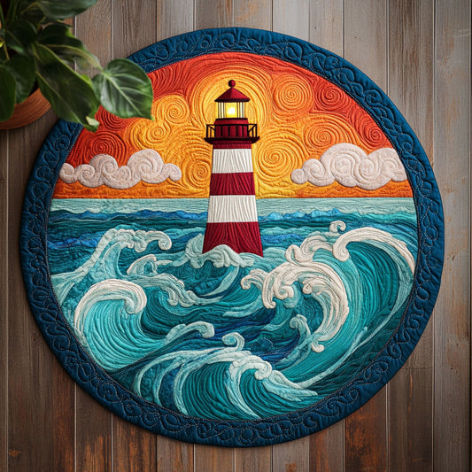 Ocean Lighthouse CW2205390CL Quilted Round Mat