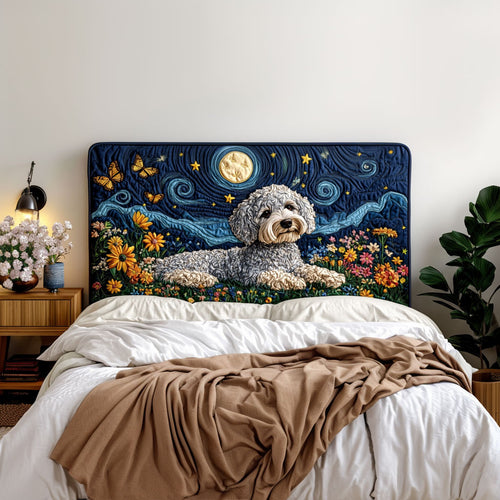 Moonlit Schnauzer Dream KL2312026CL Quilted Headboard Slipcover