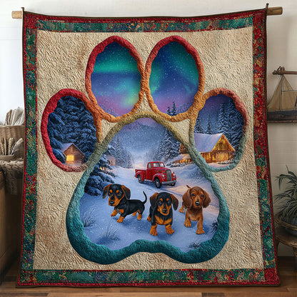 Frosty Night Dachshund Paw WN0611048CL Quilt