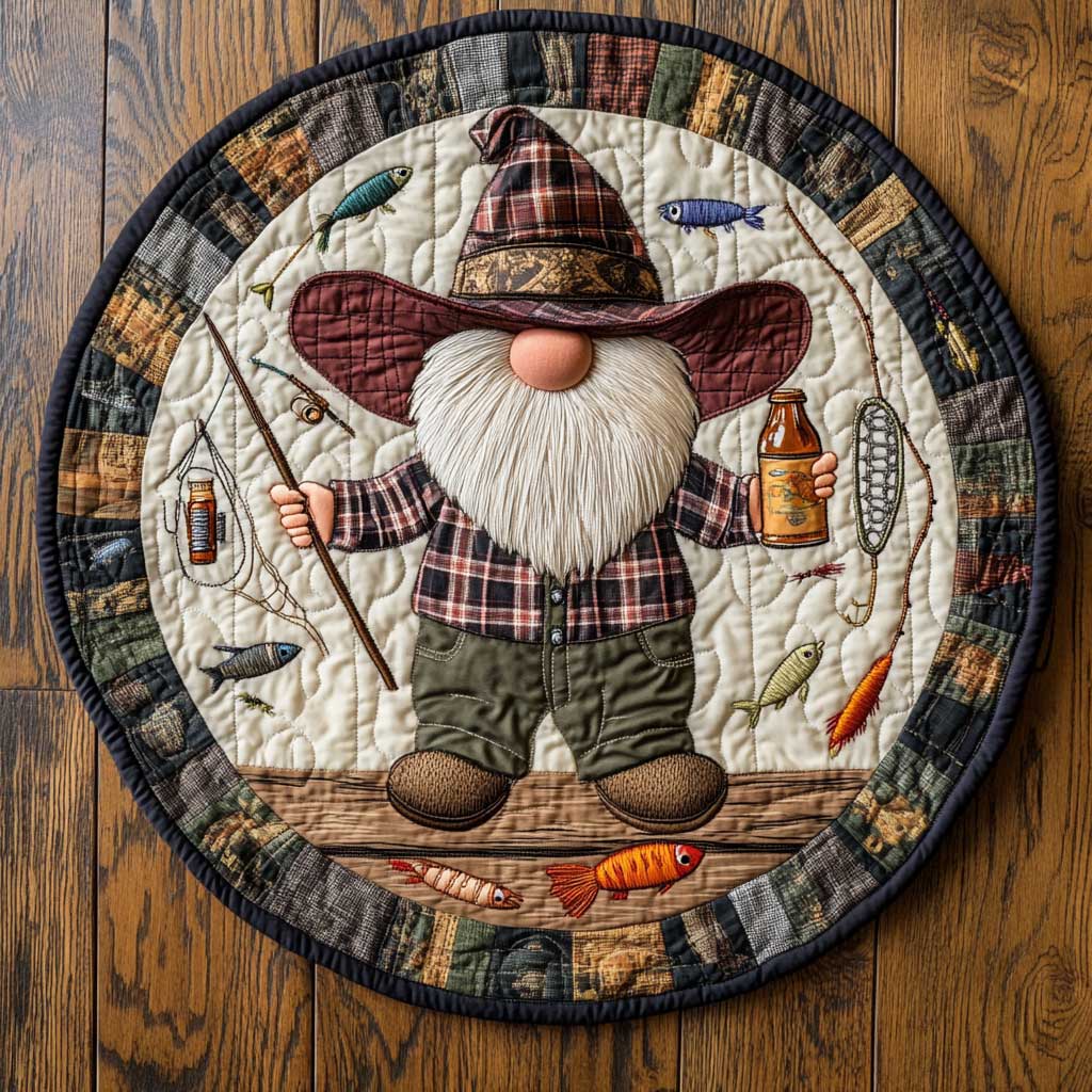 Gnome And Beer WN1205053CL Quilted Round Mat