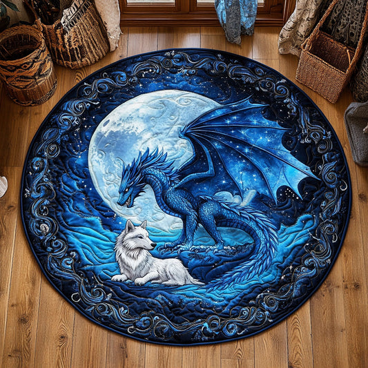 Wolf And Blue Eyes WY0206052CL Quilted Round Mat