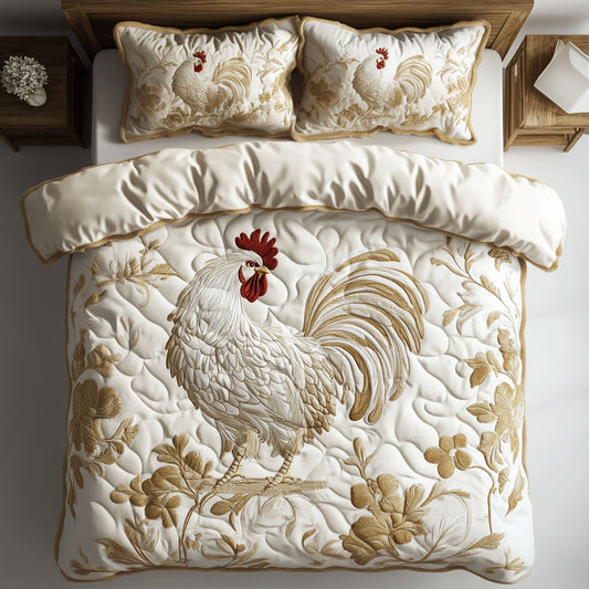 Elegent White Rooster WY2402010CL Duvet Cover Set