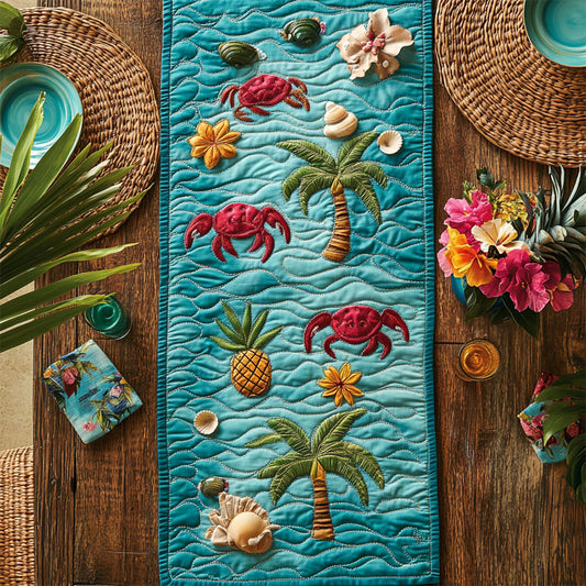 Crab In Tropical Beach WY1806044CL Quilted Table Runner