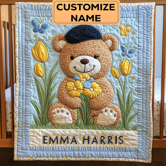 Teddy Bloom CW2507020CL Personalized Baby Quilt