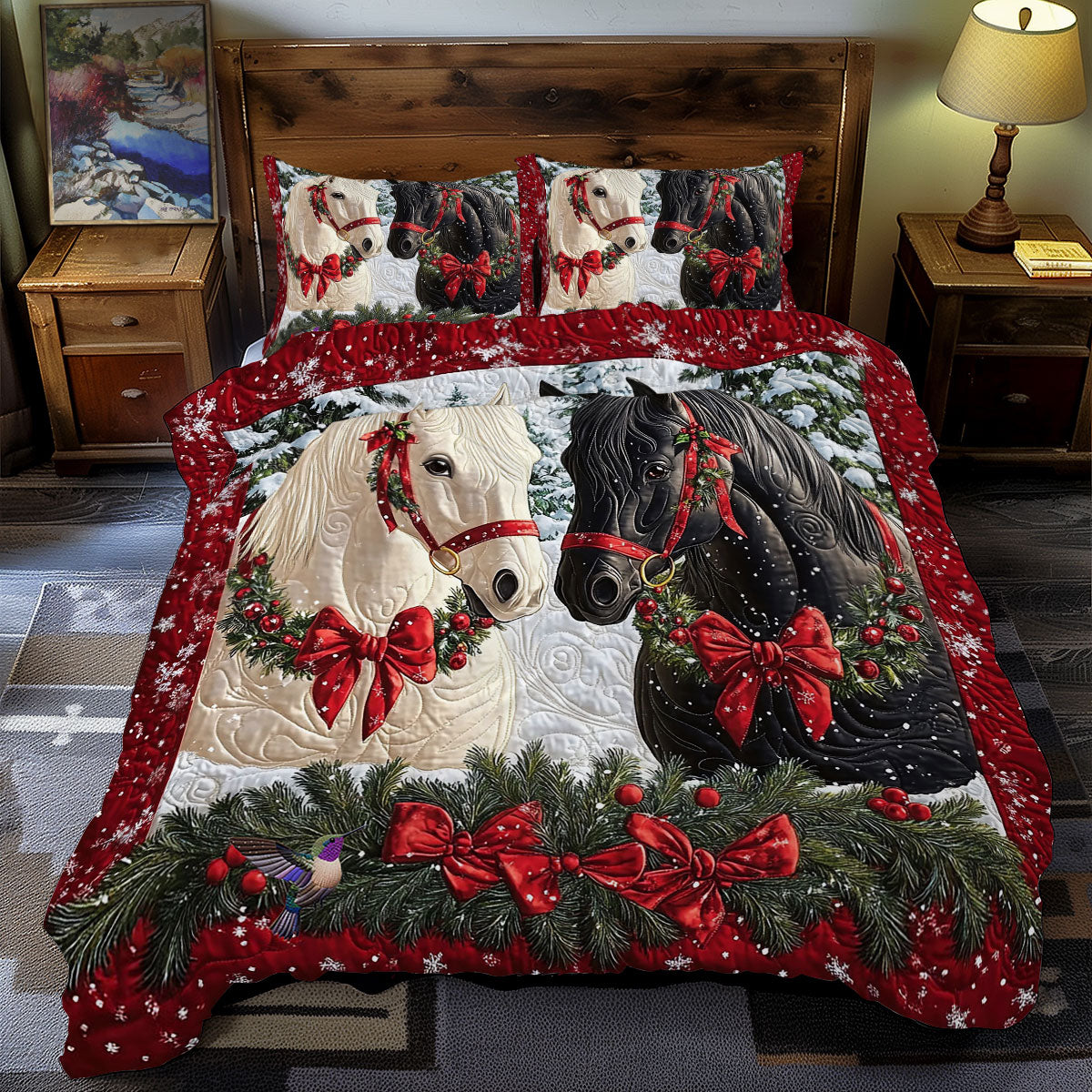 Christmas Couple Horse WY2511046CL Duvet Cover Set