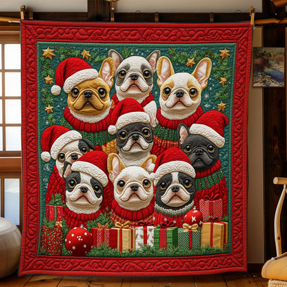 Holiday Bulldog Family CW1411058CL Quilt