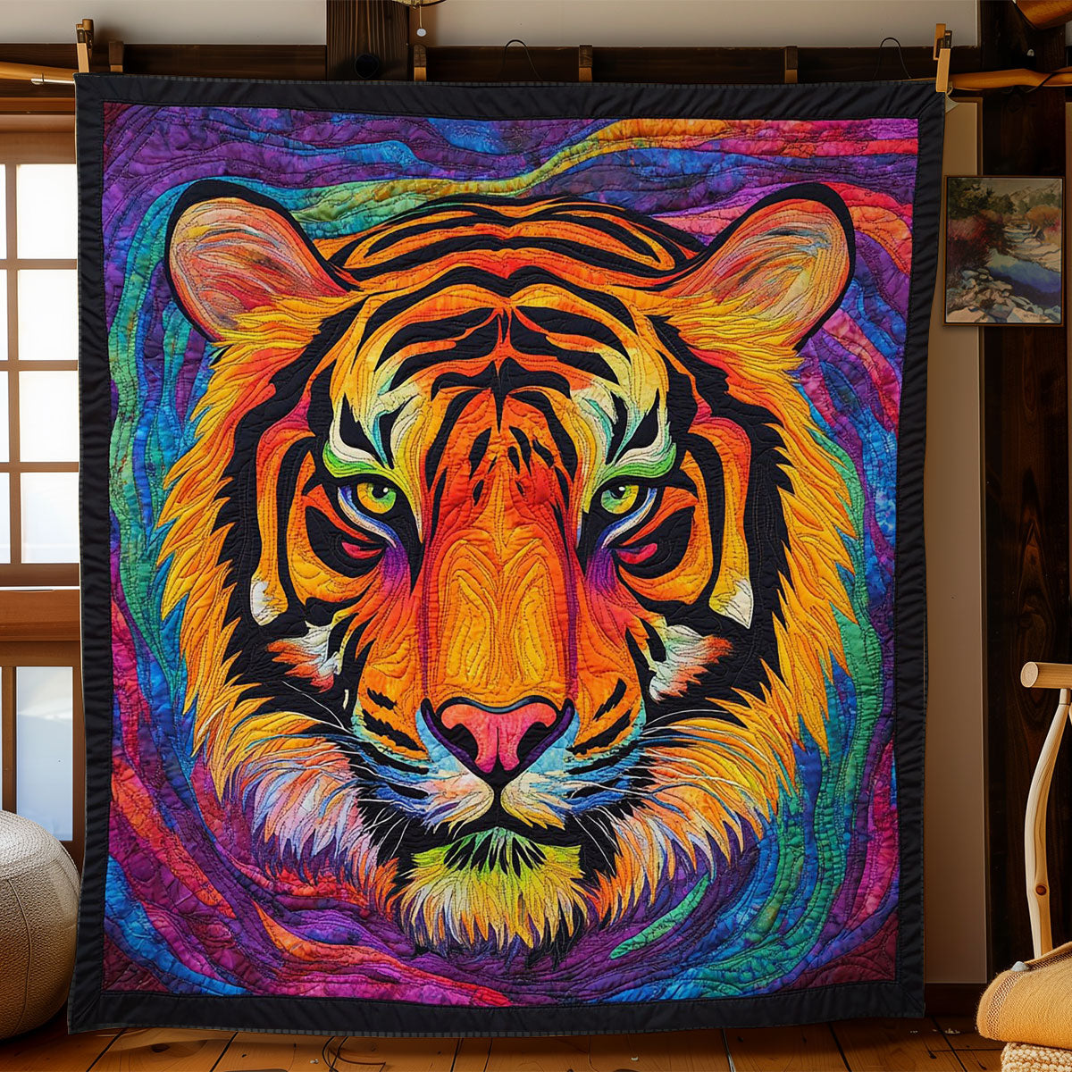 Colorful Abstract Tiger WY1701024CL Quilt
