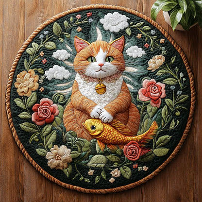 Meow in Bloom CM2504035CL Quilted Round Mat