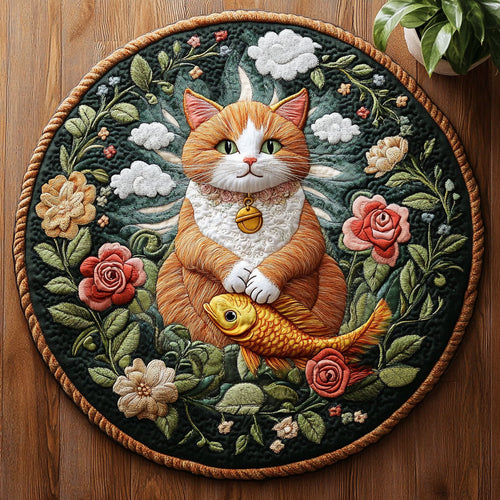 Meow in Bloom CM2504035CL Quilted Round Mat