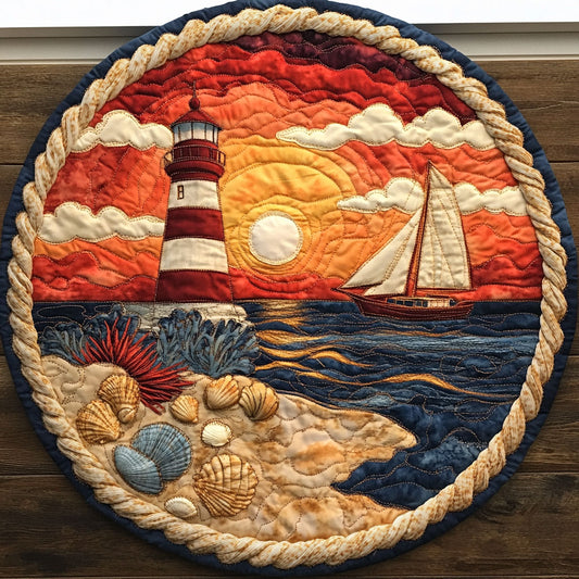 Lighthouse Sunset DH0410016CL Quilted Round Mat
