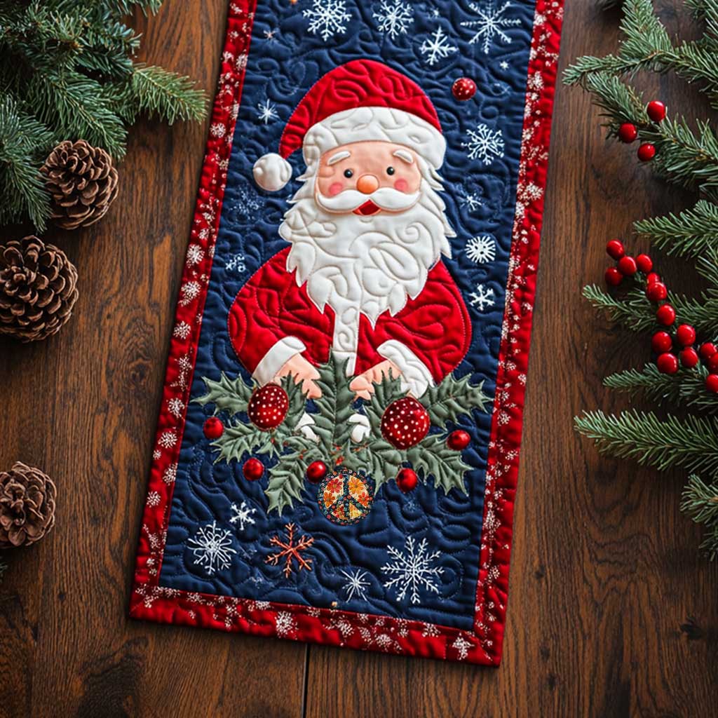 Christmas Adorable Santa WP2611016CL Quilted Table Runner