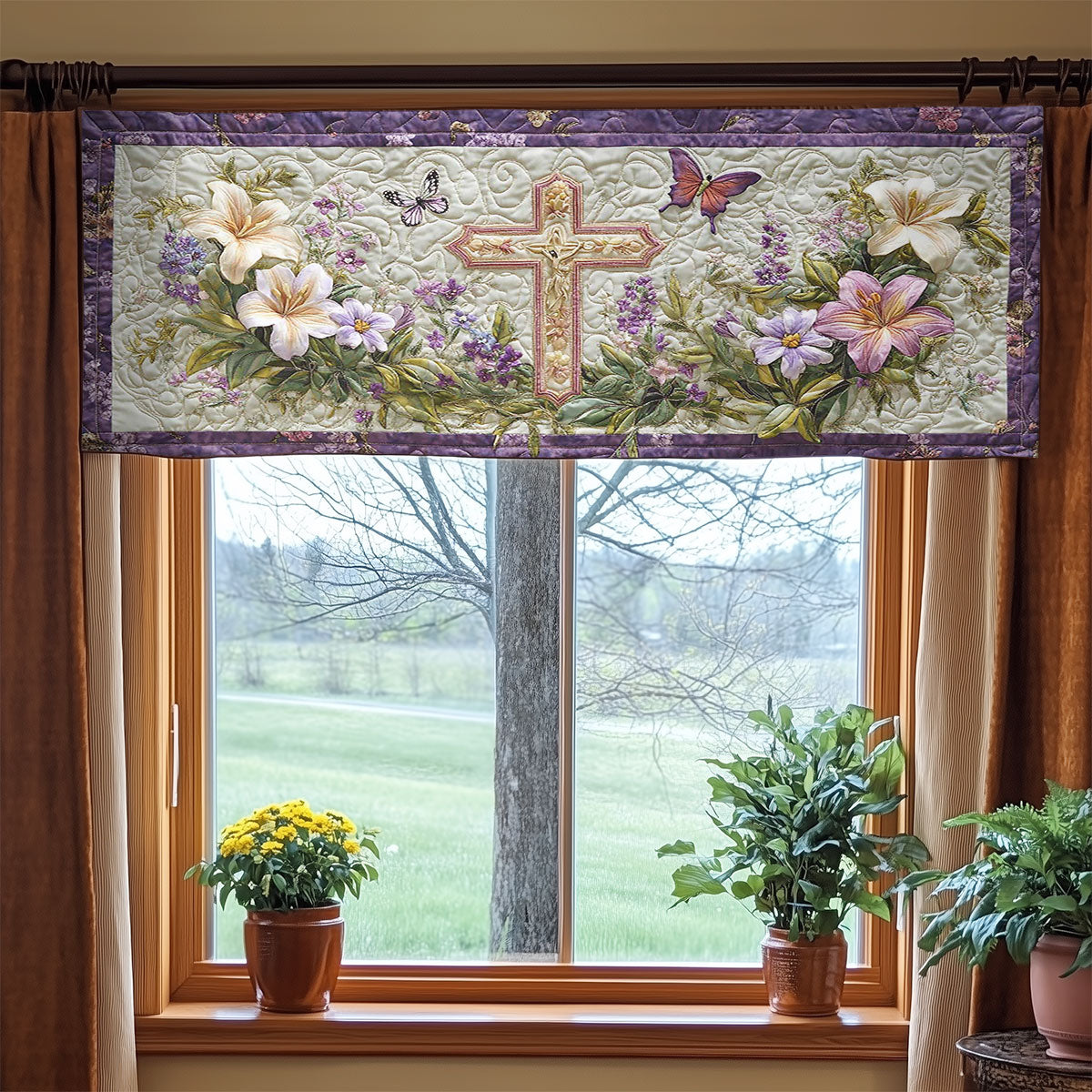 Everlasting Cross WN2003038CL Quilted Valance