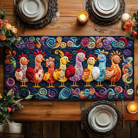 Chicken Garden Party WN1406038CL Quilted Table Runner