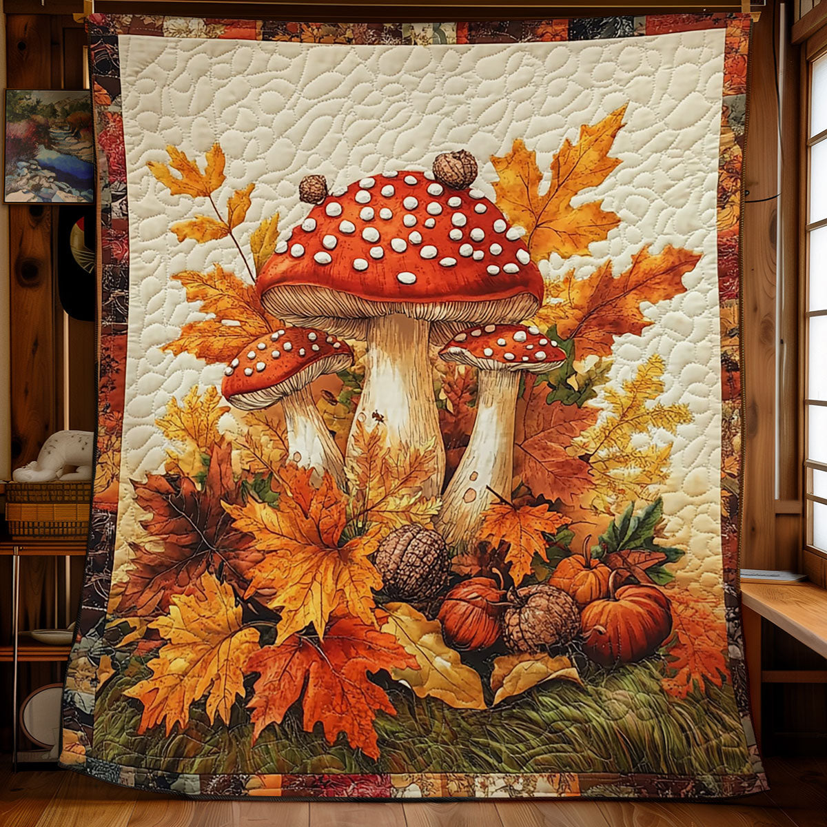 Mushroom And Autumn Leaf WY0901040CL Quilt