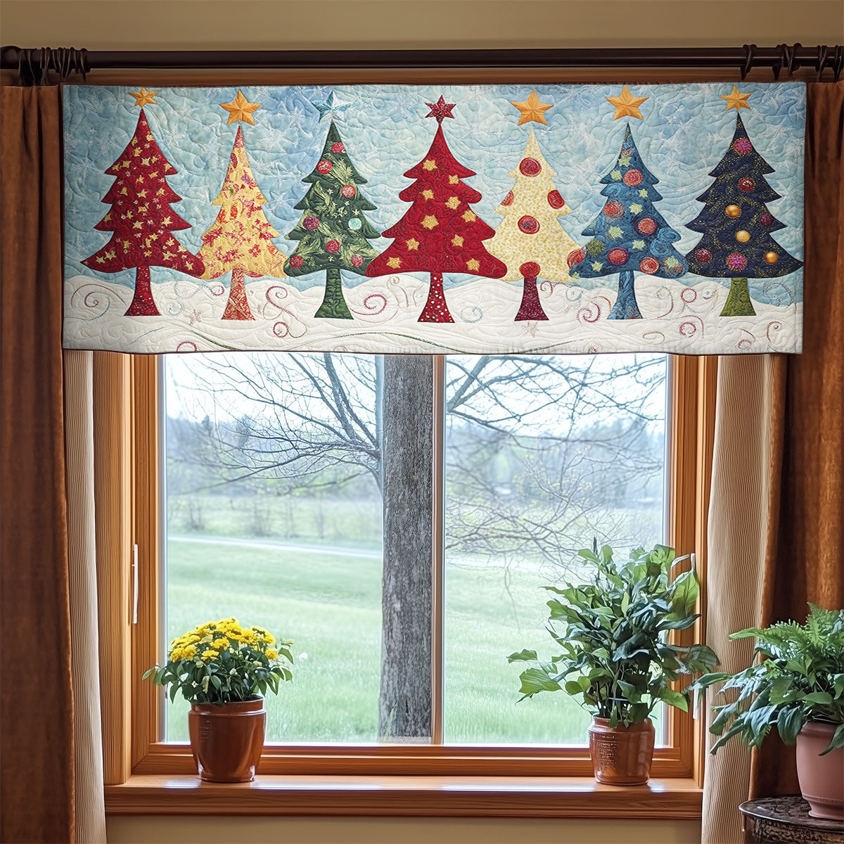 Christmas Tree Magic WN0707024CL Quilted Valance