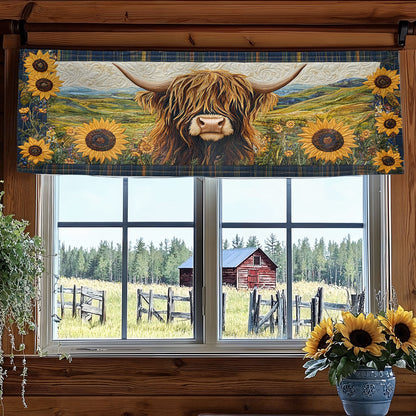 Cozy Highland Cow Garden WN1707009CL Quilted Valance