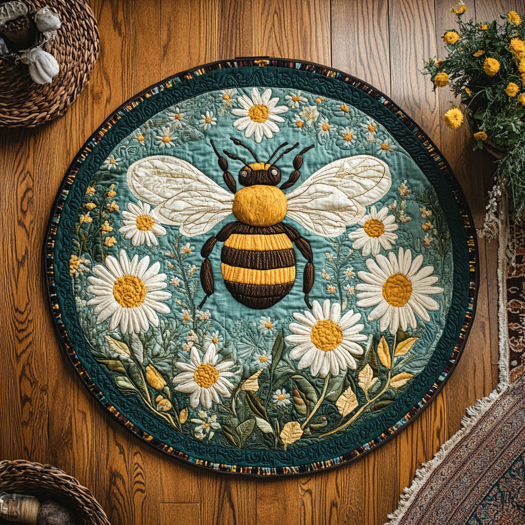 Daisy Meadow Bee WY1104046CL Quilted Round Mat