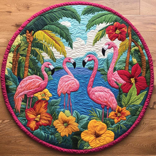Flamingo Garden WN1803042CL Quilted Round Mat