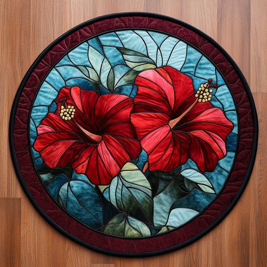 Hibiscus Flowers WX1505022CL Quilted Round Mat