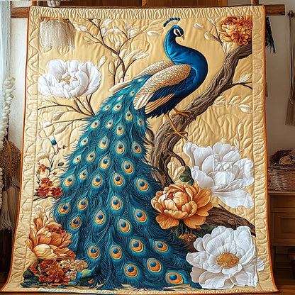 Peacock Among Peonies WY1904025CL Quilt
