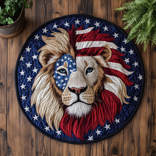 Patriotic Lion CW1005053CL Quilted Round Mat