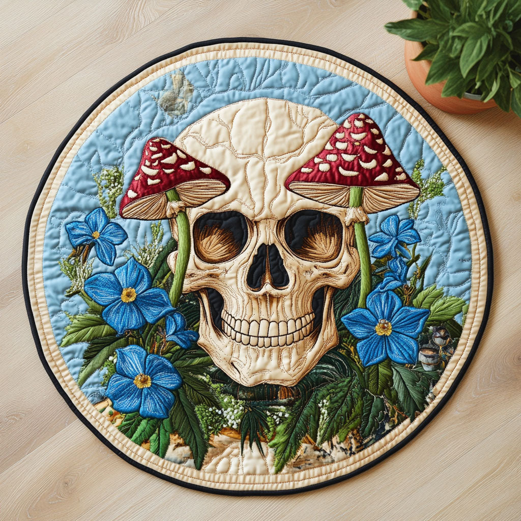 Mushroom Skull CW0807034CL Quilted Round Mat