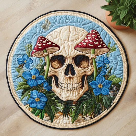 Mushroom Skull CW0807034CL Quilted Round Mat