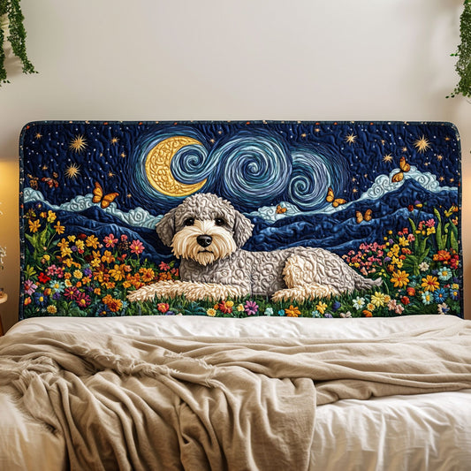 Starry Night Schnauzer KL2312024CL Quilted Headboard Slipcover